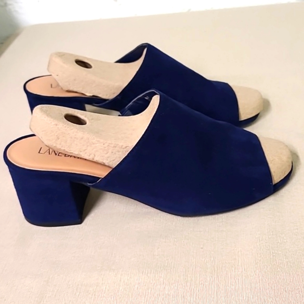 LANE BRYANT Royal Blue Chunky Heel Slides Size 8W NWOT